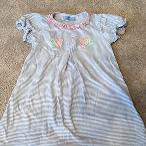 Charming Striped Kids Dress with Disney World Magic Kingdom Embroidery